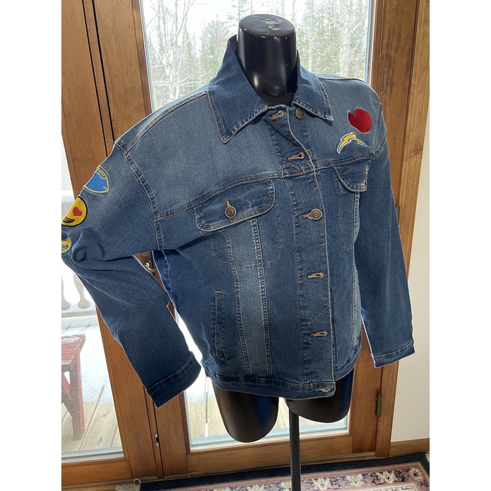NFL Apparel Juniors Los Angeles Chargers Jean‎ Jacket patches Size XL NWT $75